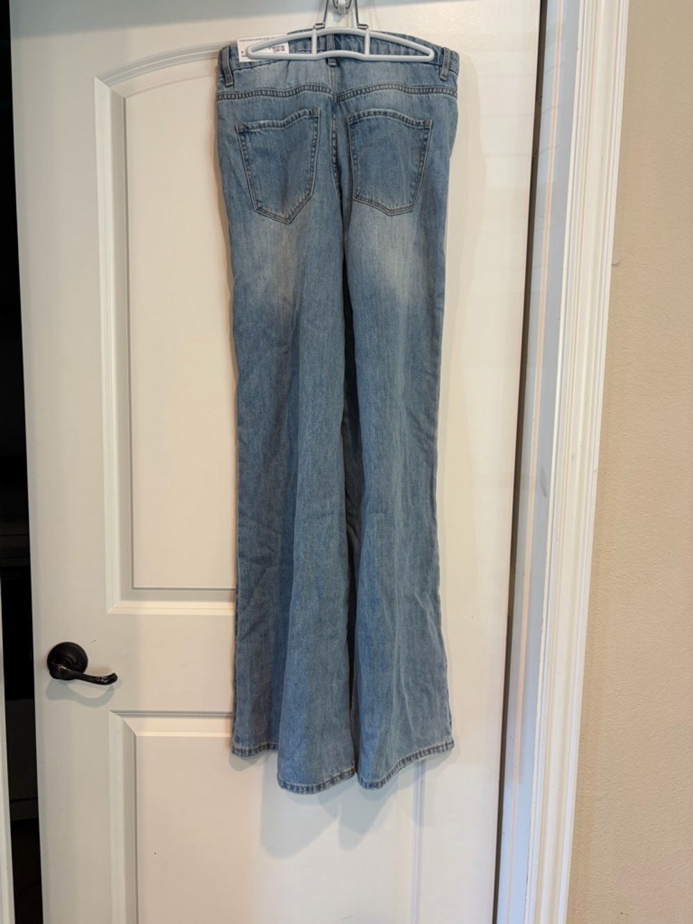 High-Rise Light Blue Flare Jeans for Women - Wide Leg Denim - Picture 2 of 10